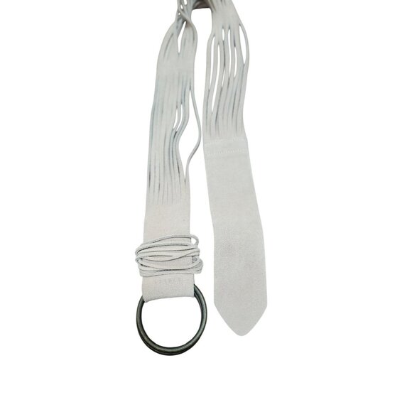 Sisley Suede Fringe Wrap Belt Women’s Adjustable Tan Leather O-Ring Boho Belt 39 - Picture 4 of 12